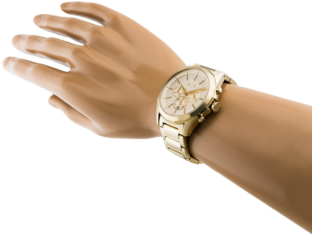 Armani Exchange Drexler AX2602 Men's Chronograph Watch – Gold Dial with Gold Stainless Steel Strap