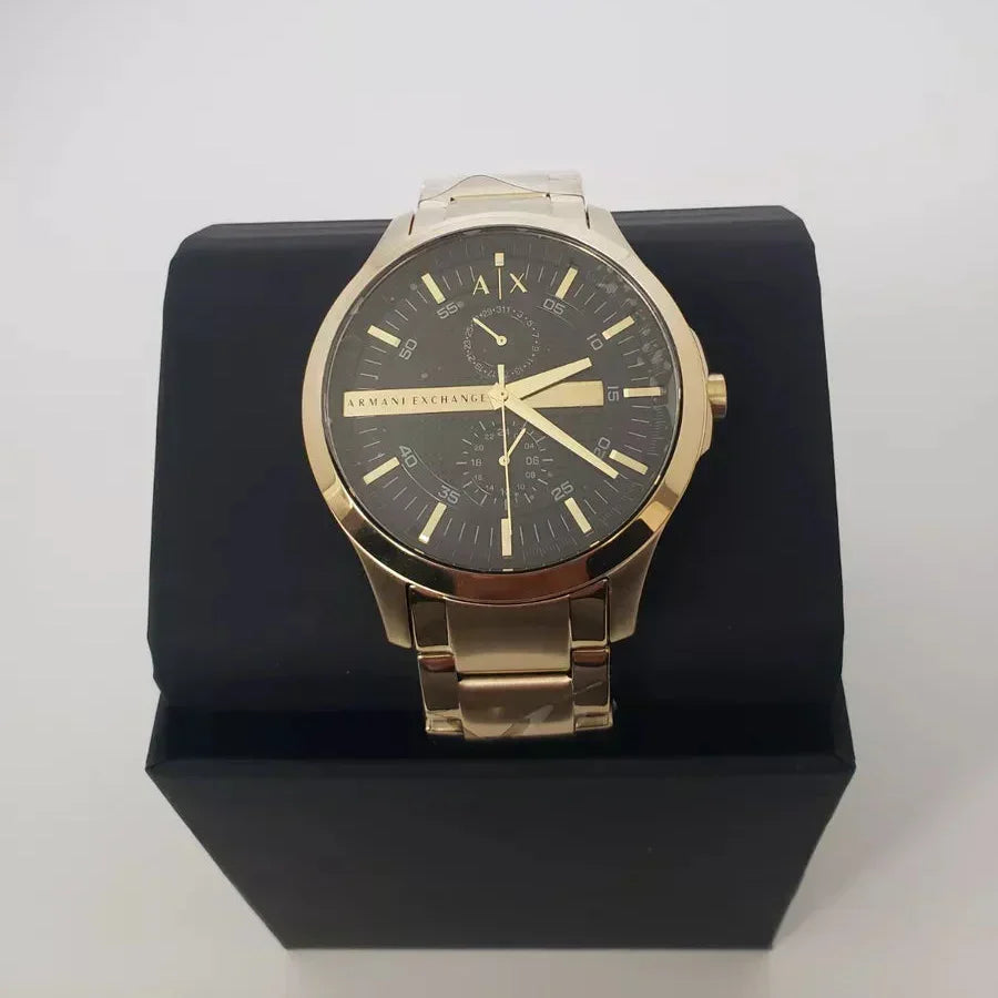Armani Exchange Hampton AX2122 Men's Chronograph Watch – Black Dial with Gold Stainless Steel Strap