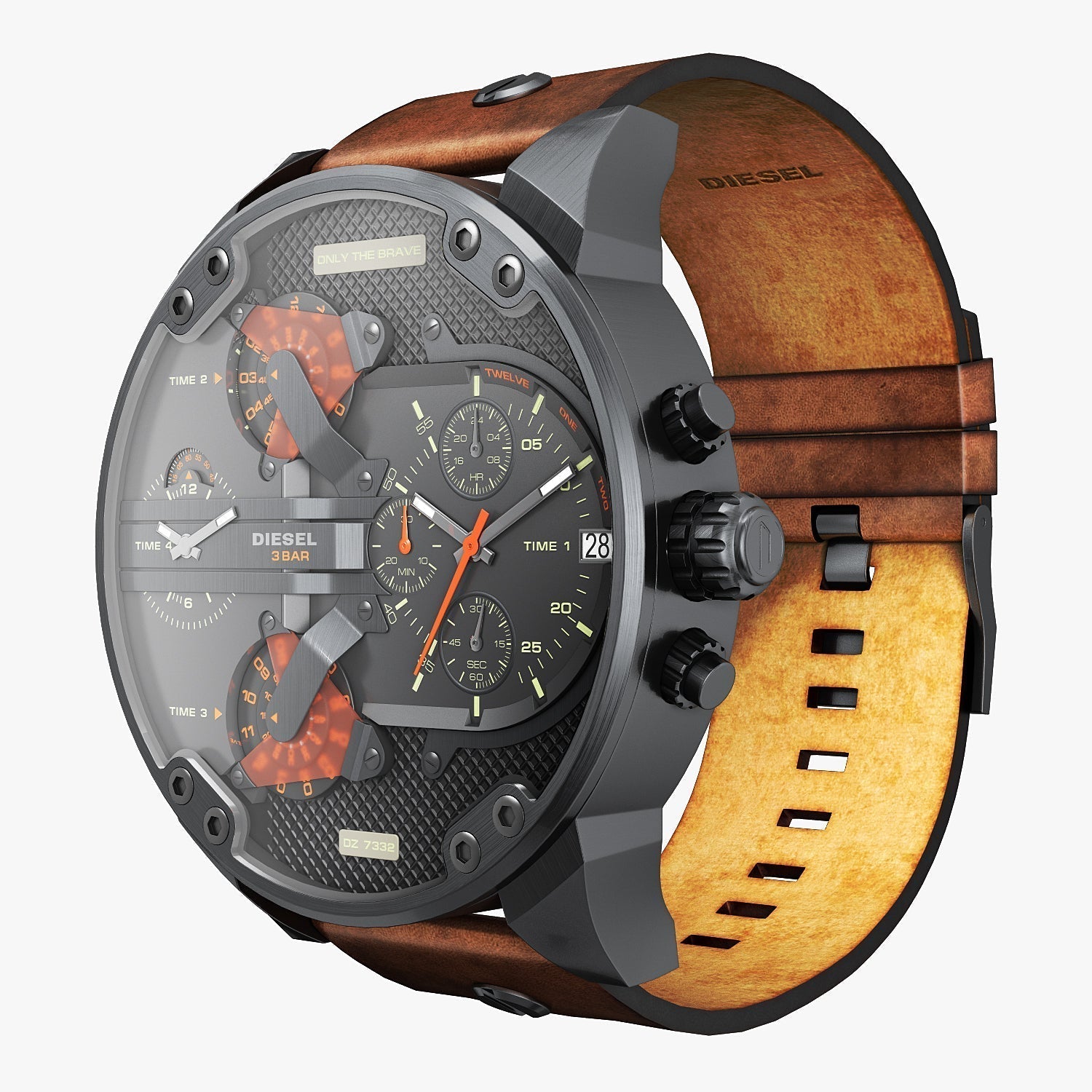 Diesel DZ7332 Mr. Daddy 2.0 Chronograph Men's Watch – Black Dial & Brown Leather Strap