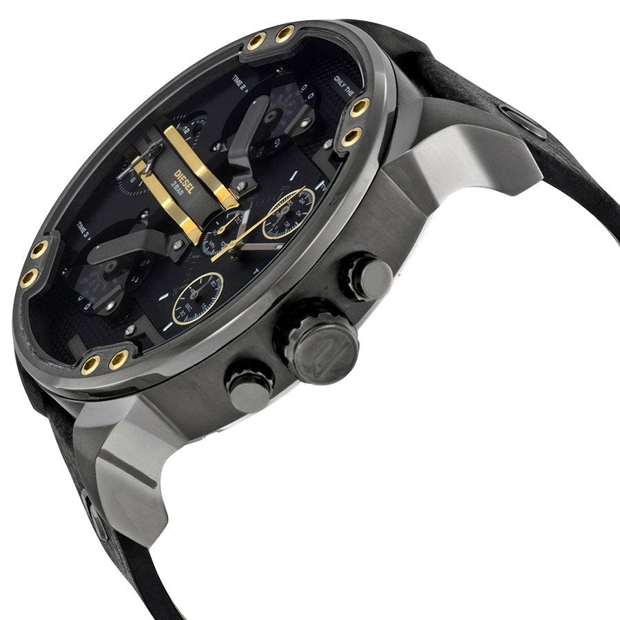 Diesel DZ7348 Mr. Daddy 2.0 Chronograph Men's Watch – Black Dial & Black Leather Strap